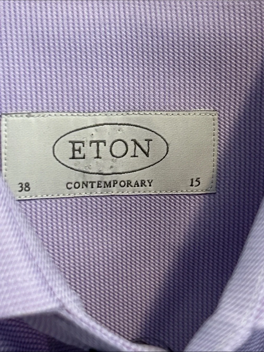 Eton Contemporary Fit Dress Shirt Mens 15/38 Purple Lavender Stripe Cotton